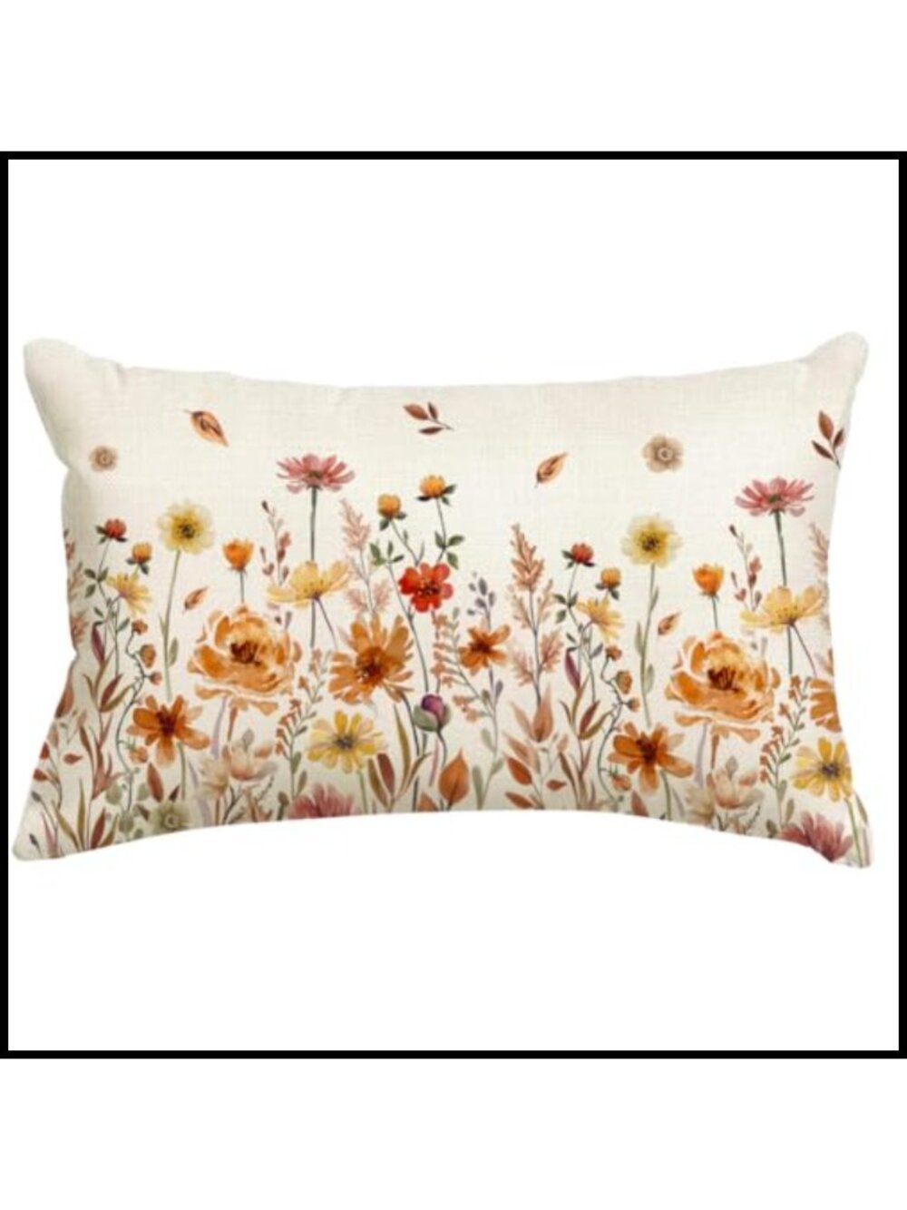 RABUSOFA Fall Pillow Cover 12x20 Linen Floral Thanksgiving Decor